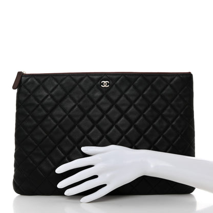 Chanel Lambskin Quilted Large Cosmetic Case Black 2 of 7
