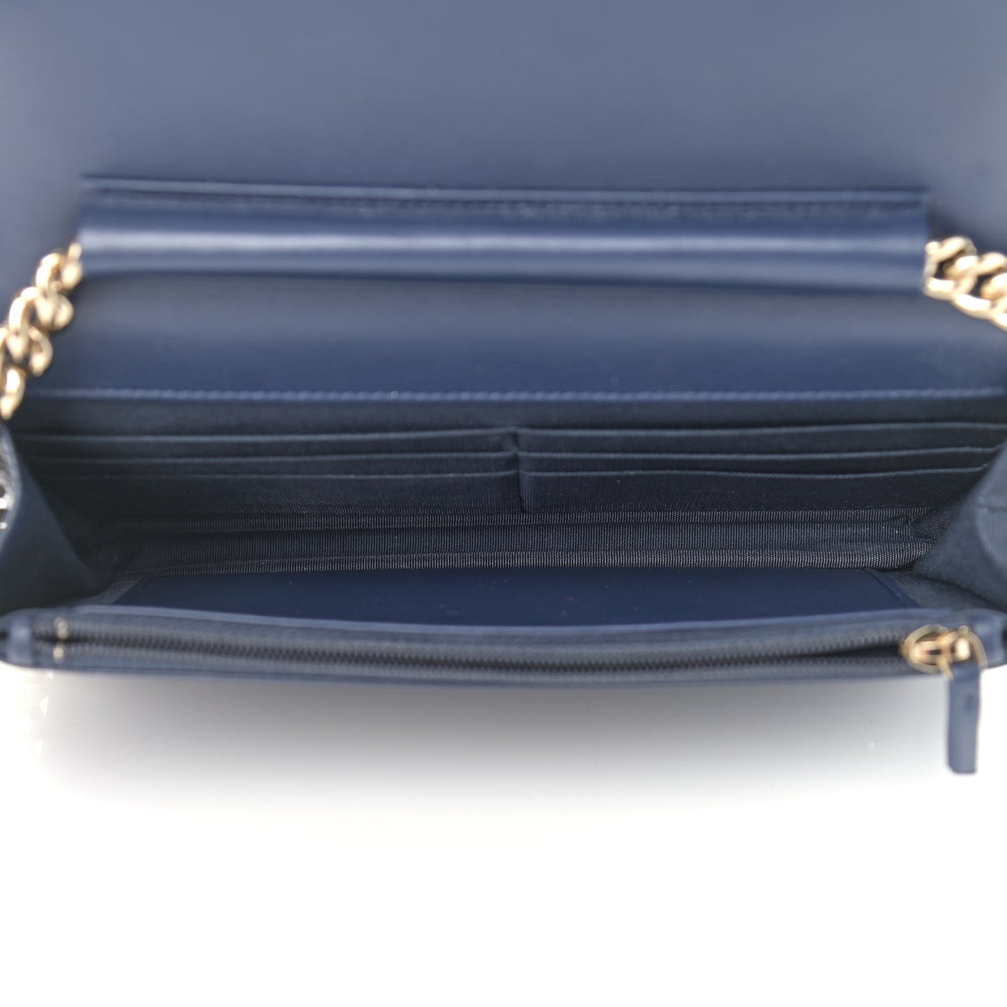Caviar Quilted Boy Wallet On Chain WOC Navy