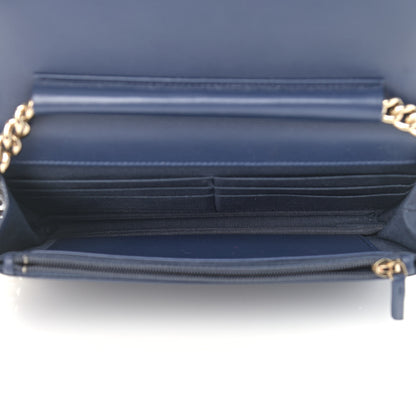 Chanel Caviar Quilted Boy Wallet On Chain WOC Navy 5 of 13