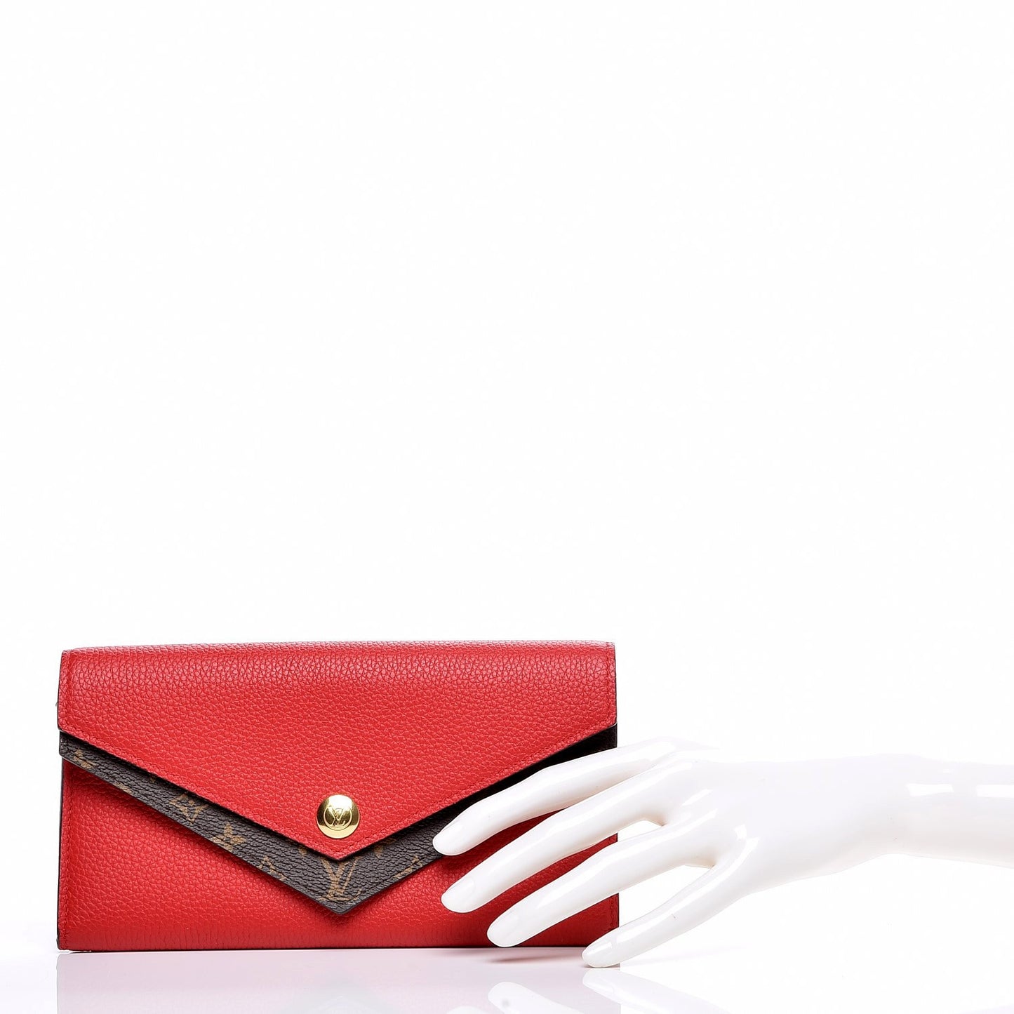 Calfskin Double V Wallet Rubis