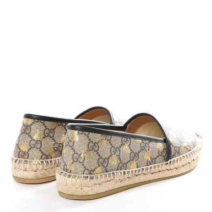 Gucci GG Supreme Monogram Bees Espadrille Flats 37 Beige Ebony Oro Black 5 of 11