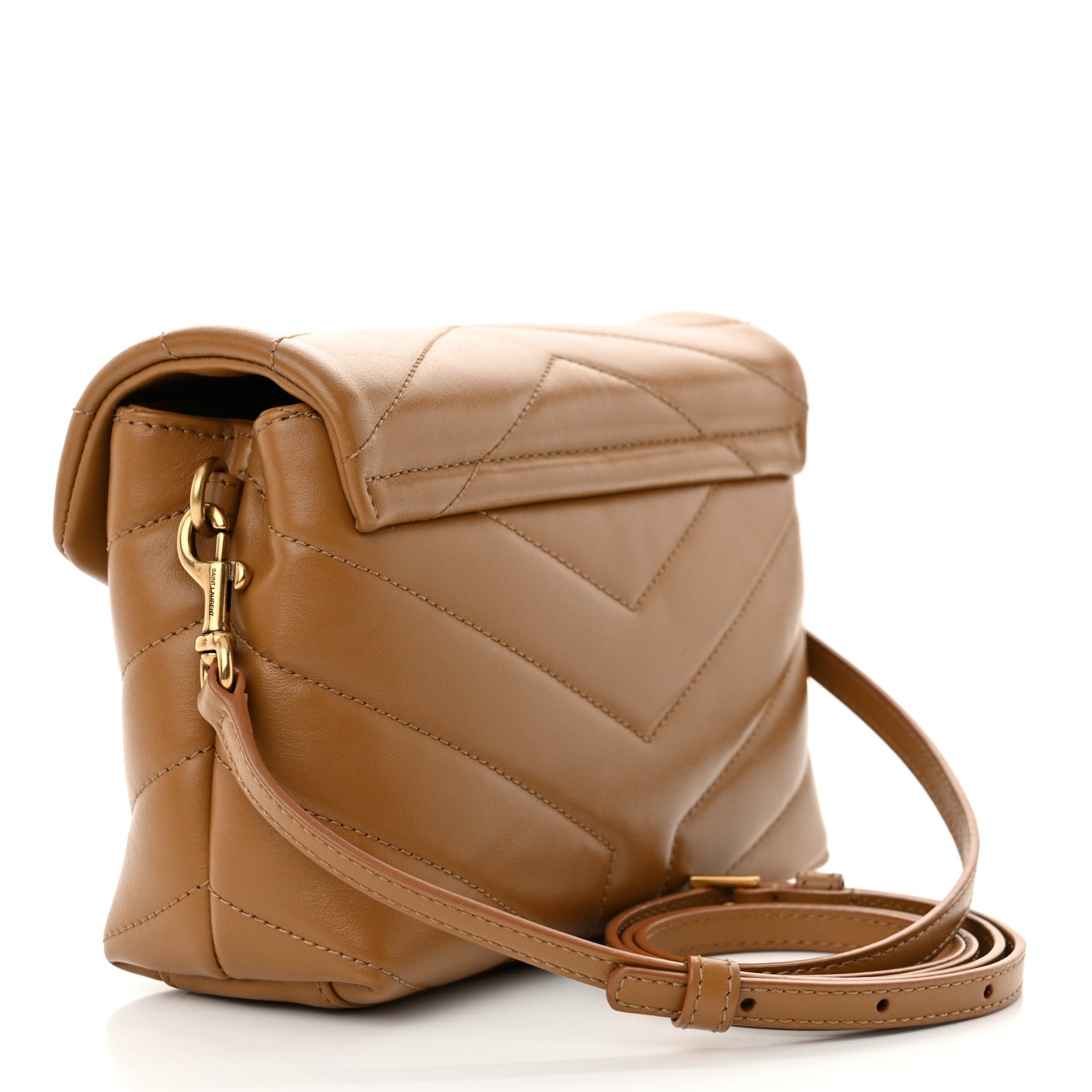 Saint Laurent Calfskin Y Quilted Monogram Toy Loulou Crossbody Bag Dark Natural 3 of 10