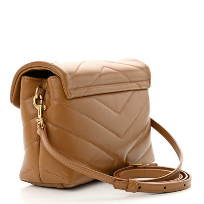 Saint Laurent Calfskin Y Quilted Monogram Toy Loulou Crossbody Bag Dark Natural 3 of 10