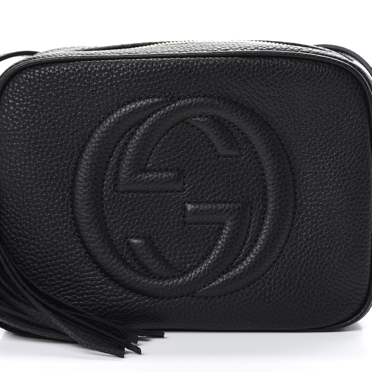 Pebbled Calfskin Small Soho Disco Bag Black