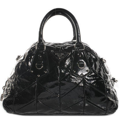 Prada Vernice Chevron Dome Satchel Black 1 of 8