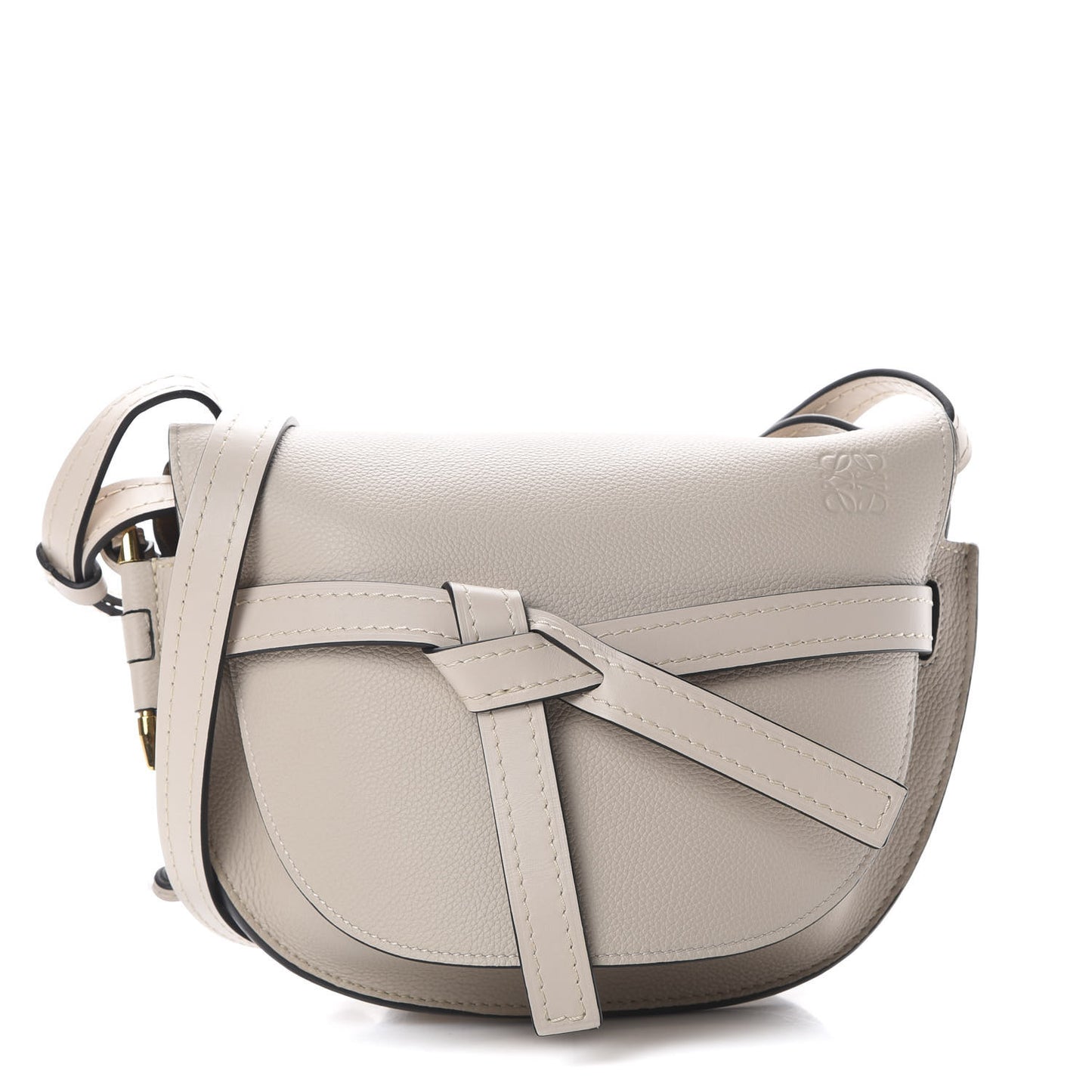 Grained Calfskin Small Gate Crossbody Bag Light Oat
