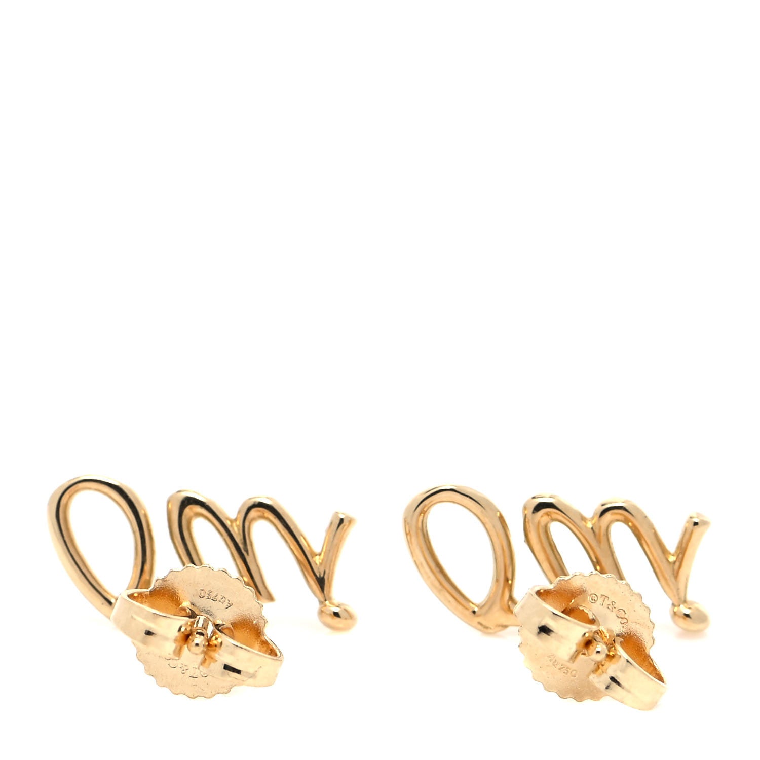 Tiffany 18K Yellow Gold Graffiti Oui Earrings 3 of 4