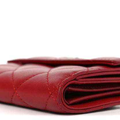 Chanel Lambskin Quilted Compact French Flap Wallet Red 9 of 10