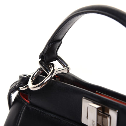 Fendi Nappa Karung Monster Eyes Mini Peekaboo Iconic Satchel Black Papavero 21 of 23