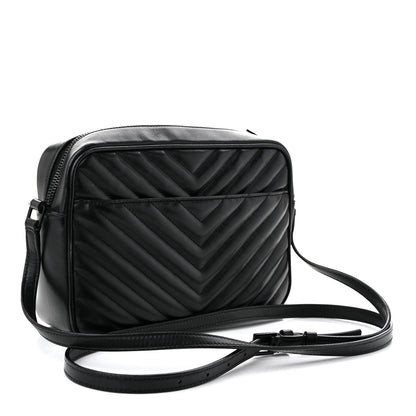 Saint Laurent Calfskin Matelasse Monogram Monochrome Lou Camera Bag Black 3 of 13