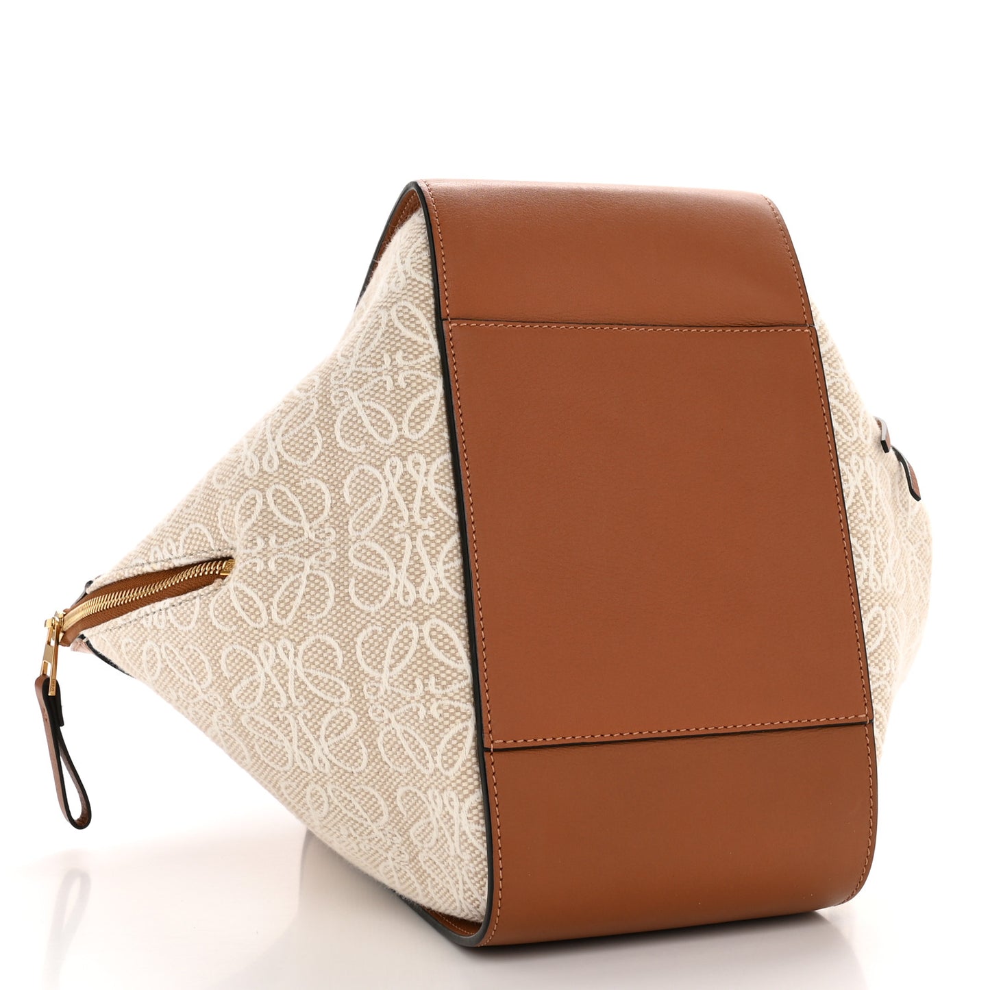Calfskin Canvas Anagram Small Hammock Shoulder Bag Ecru Tan