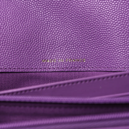 Chanel Caviar Quilted Large Gusset Flap Wallet Purple 7 of 13