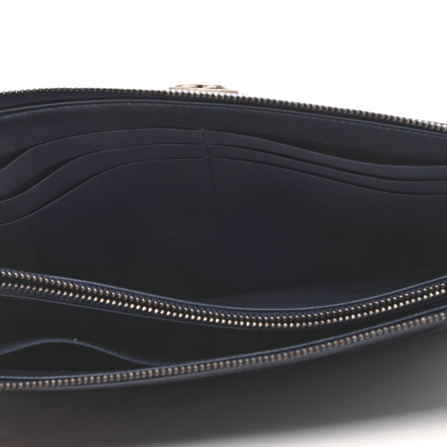 Chanel Metallic Caviar Quilted Small Zipped Boy Pouch Navy 5 of 8