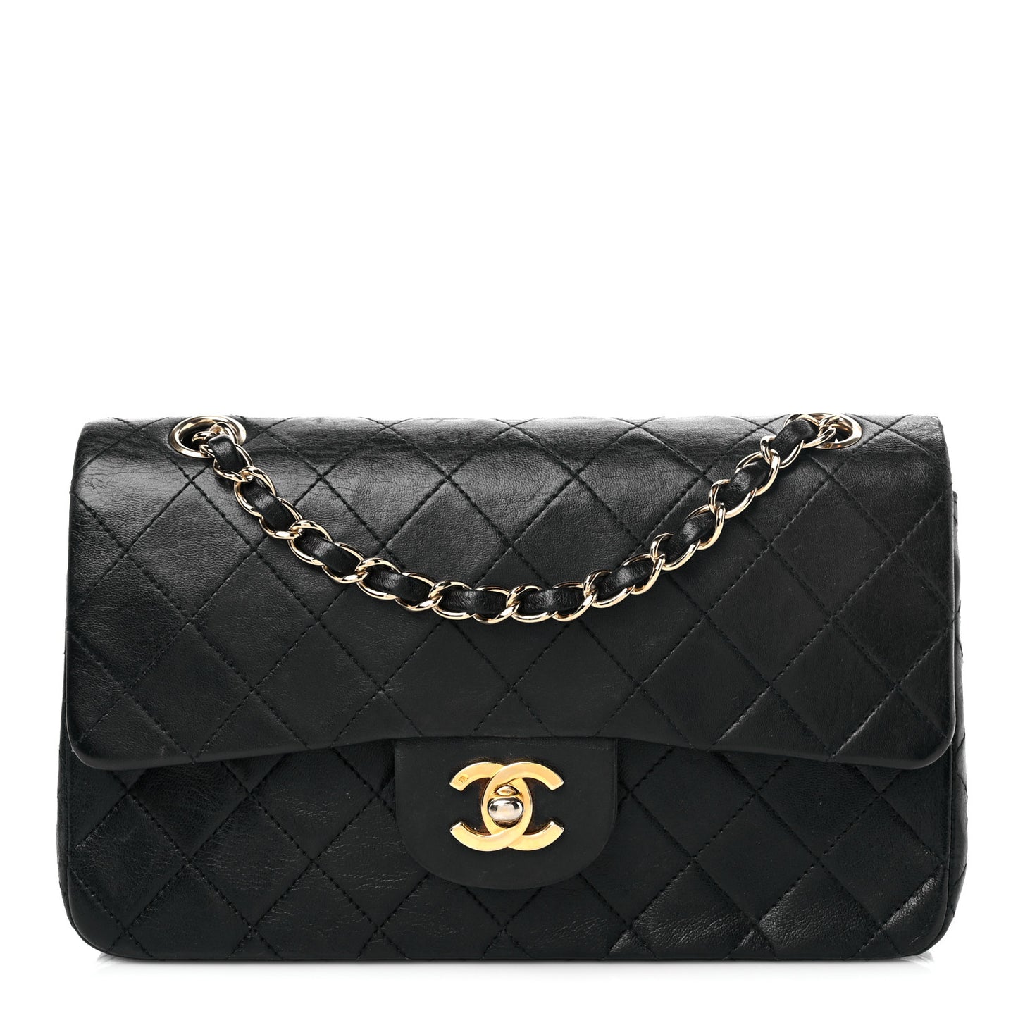 Lambskin Quilted Small Double Flap Black