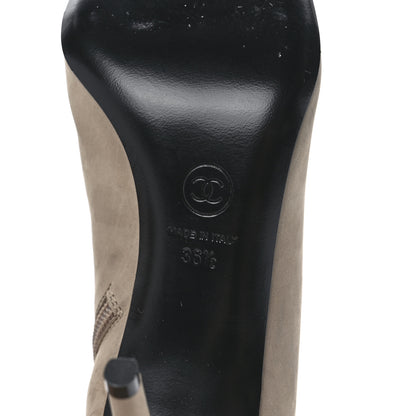 Chanel Suede Grosgrain Pearl Ankle Boots 36.5 Black 6 of 8