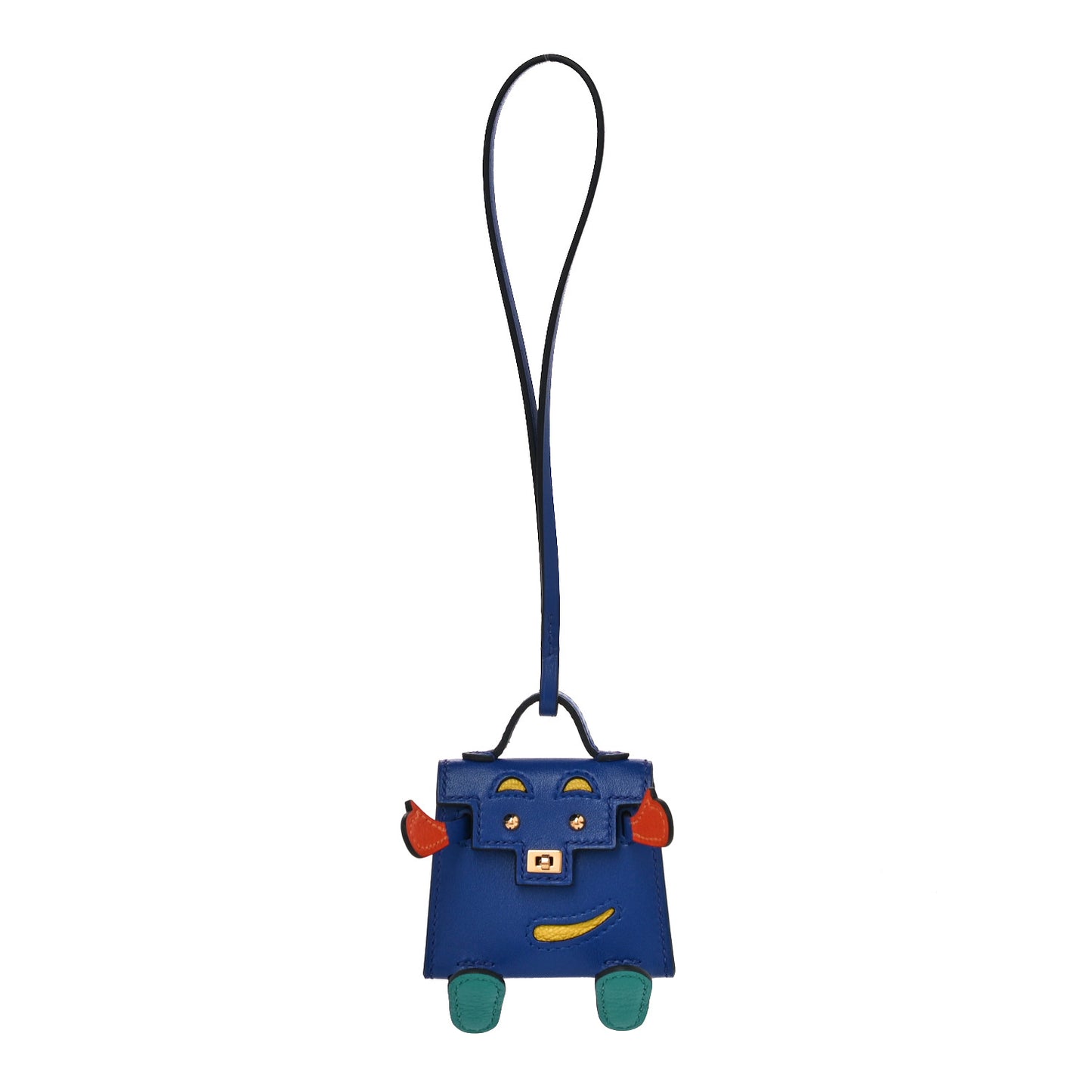 Tadelakt Chevre Mysore Kelly Quelle Idole Bag Charm Bleu Electrique Feu Jaune De Naples Vert Verone
