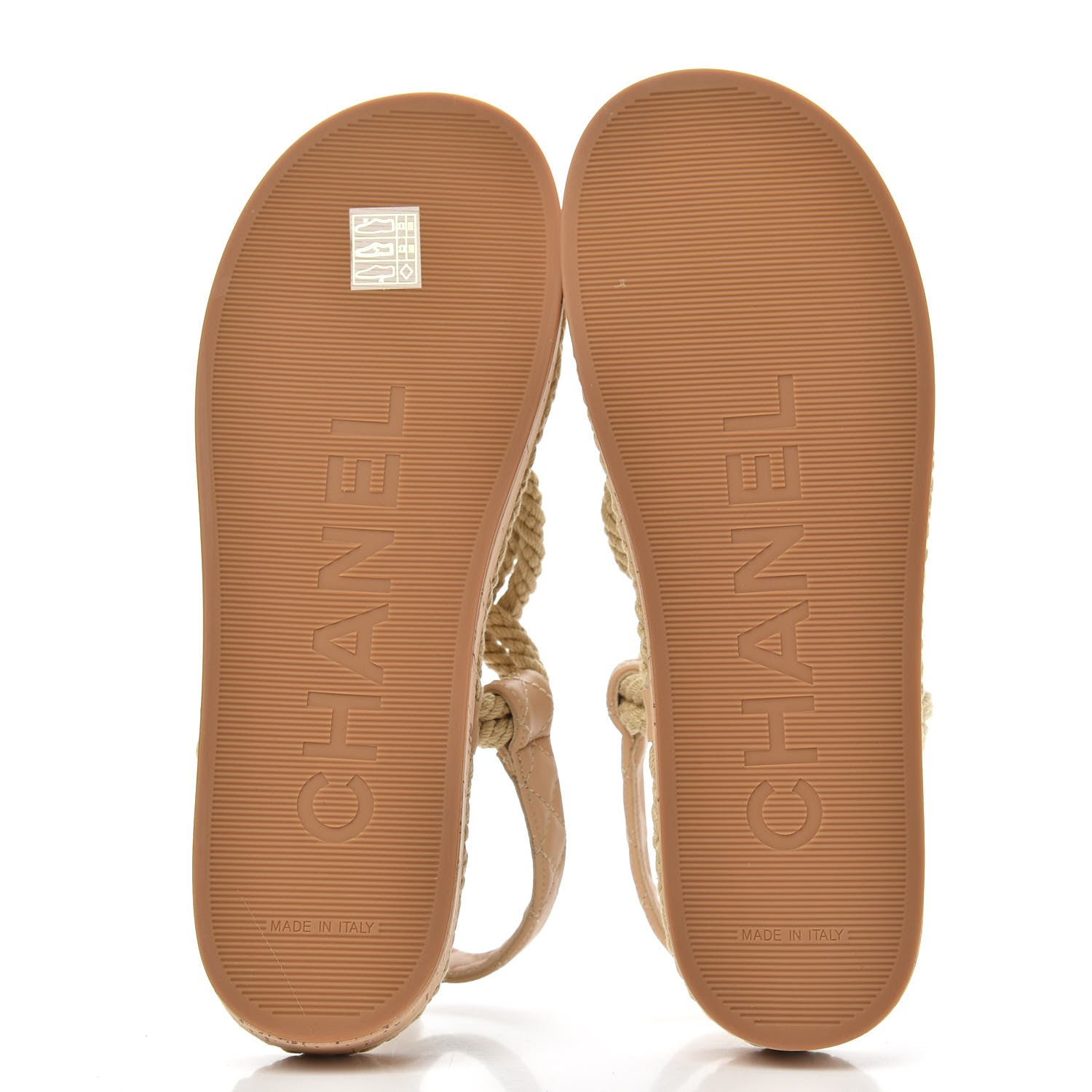 Chanel Cord Lambskin Quilted Logo Sandals 41 Beige 5 of 8