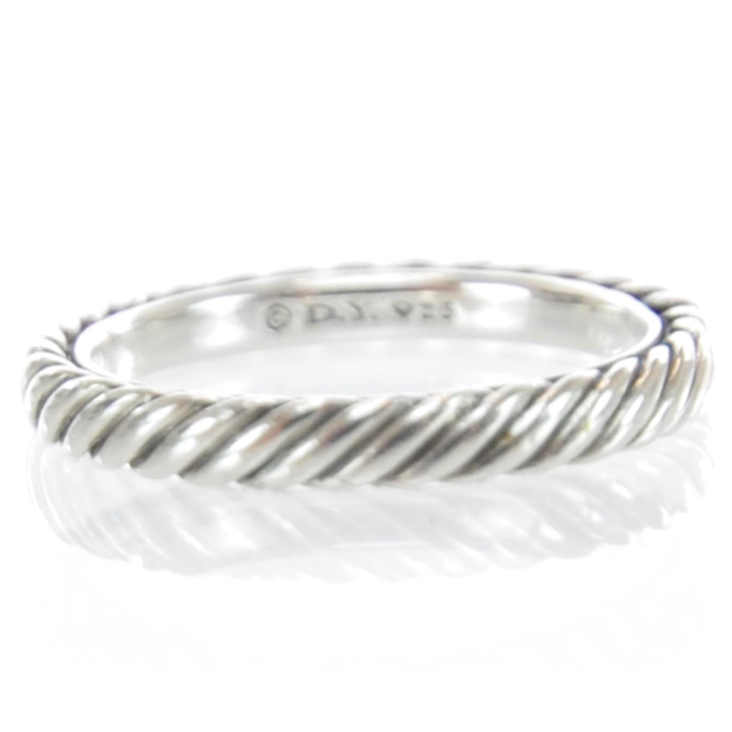 David Yurman Sterling Silver Stackable Cable Ring 6 2 of 5
