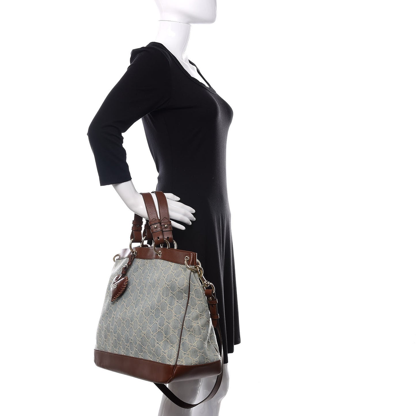 Denim Monogram Medium Valentine Top Handle Bag
