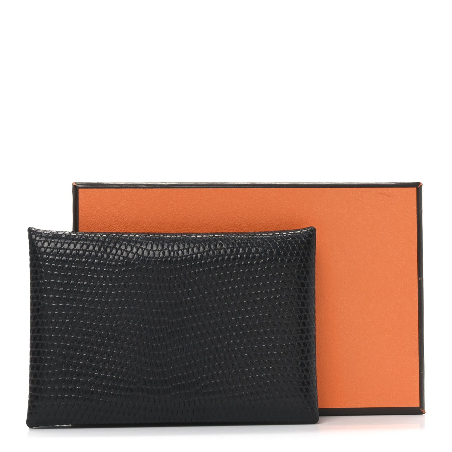 Hermes Lizard Calvi Card Case Black 8 of 8