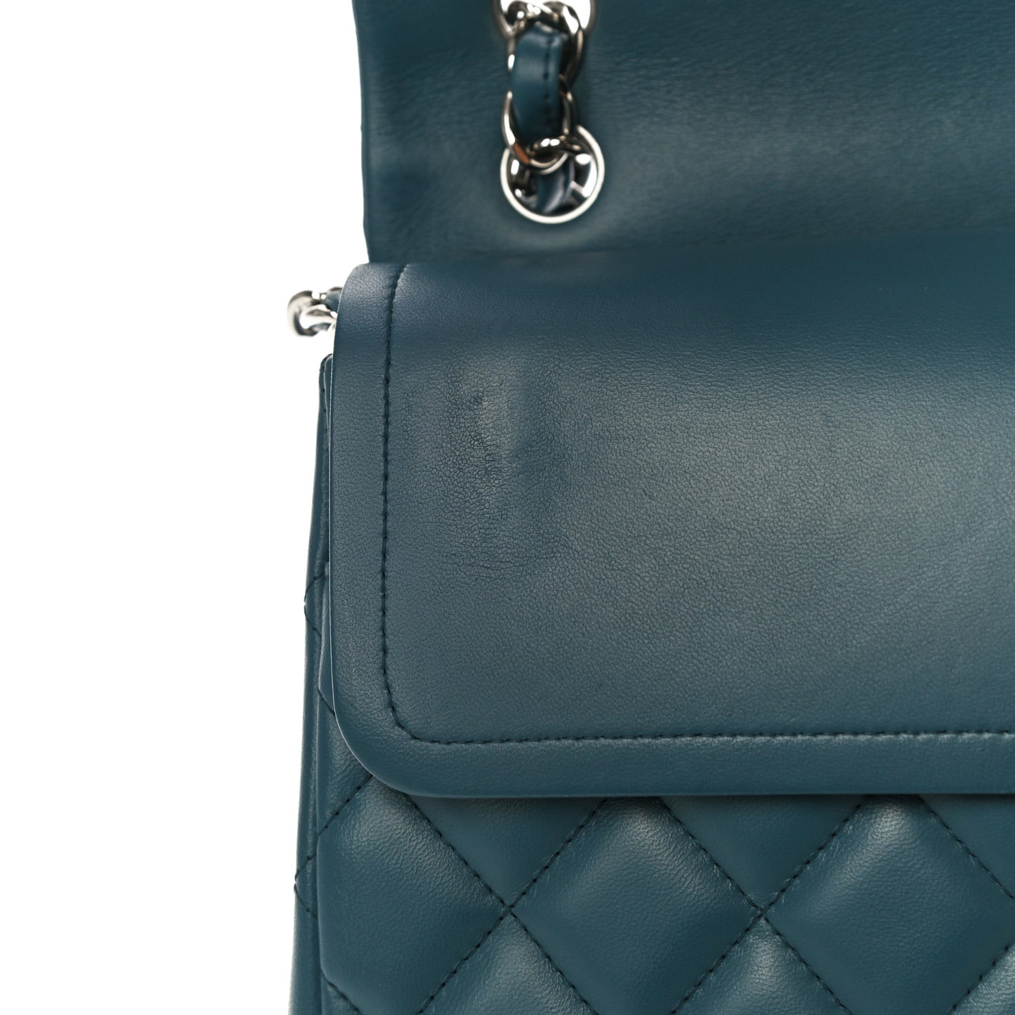 Lambskin Quilted Jumbo Double Flap Blue