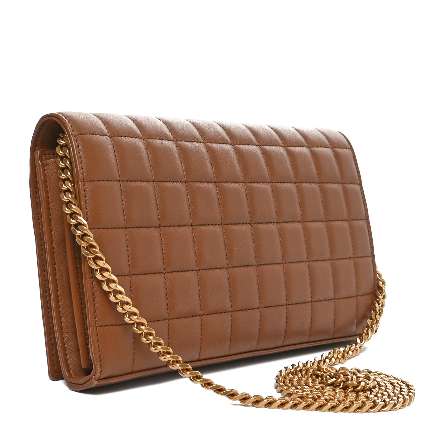 Lambskin Carre Quilted Cassandre Chain Wallet Brown