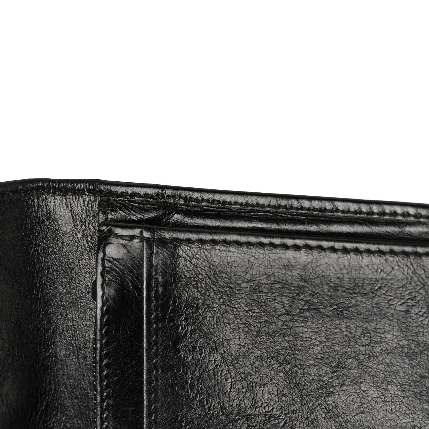 Aged Calfskin Quilted Cambon Yen Wallet Black