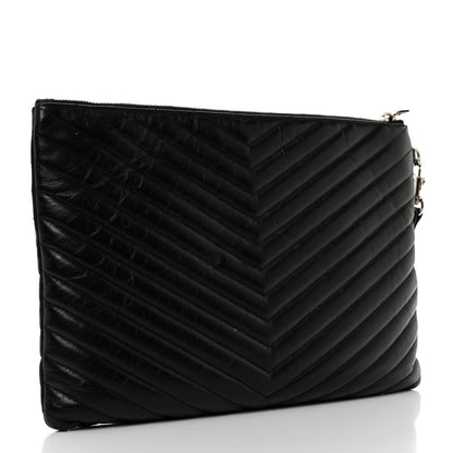 Saint Laurent Calfskin Matelasse Monogram Cassandre Tablet Pouch Black 3 of 7