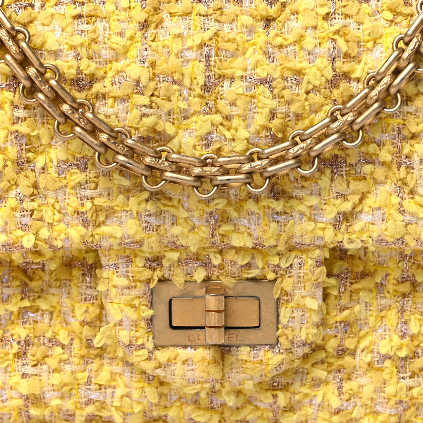 Tweed Quilted 2.55 Reissue Mini Flap Yellow