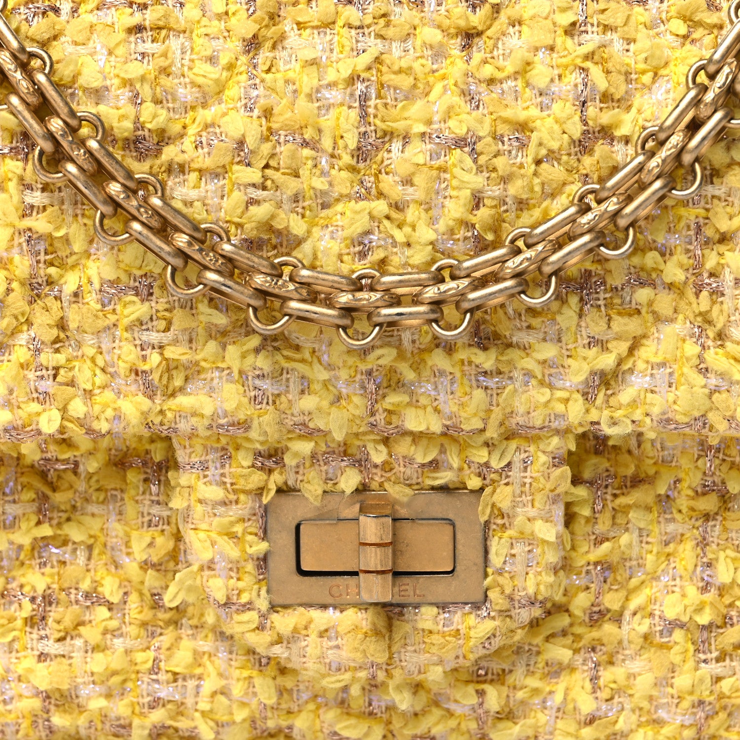 Chanel Tweed Quilted 2.55 Reissue Mini Flap Yellow 8 of 10