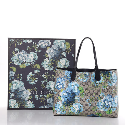 Gucci GG Supreme Monogram Blooms Medium Reversible Tote Beige Blue Navy 10 of 10