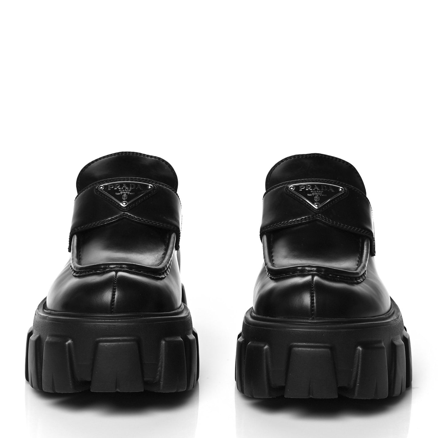 Spazzolato Rois Metal Triangle Logo Monolith 55mm Loafers 37.5 Black