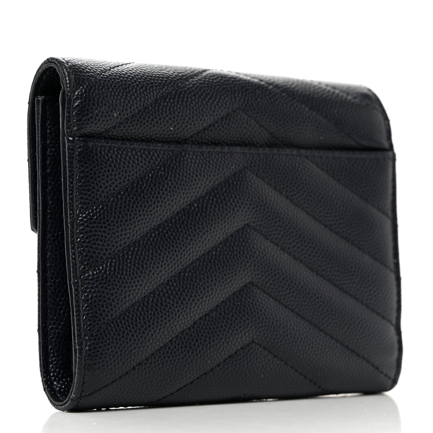 Grain De Poudre Matelasse Chevron Monogram Compact Tri Fold Wallet Deep Marine