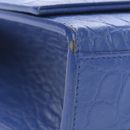 Saint Laurent Calfskin Crocodile Embossed Medium Classic Monogram Kate Tassel Satchel Bleu Majorelle 12 of 15