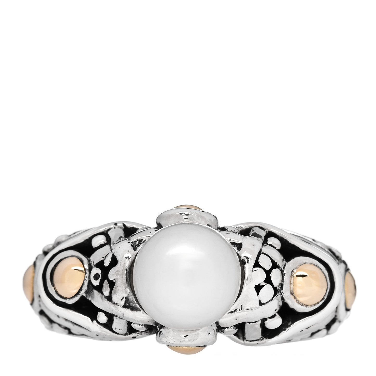 Sterling Silver 18K Yellow Gold Pearl Jaisalmer Ring 54 6.75