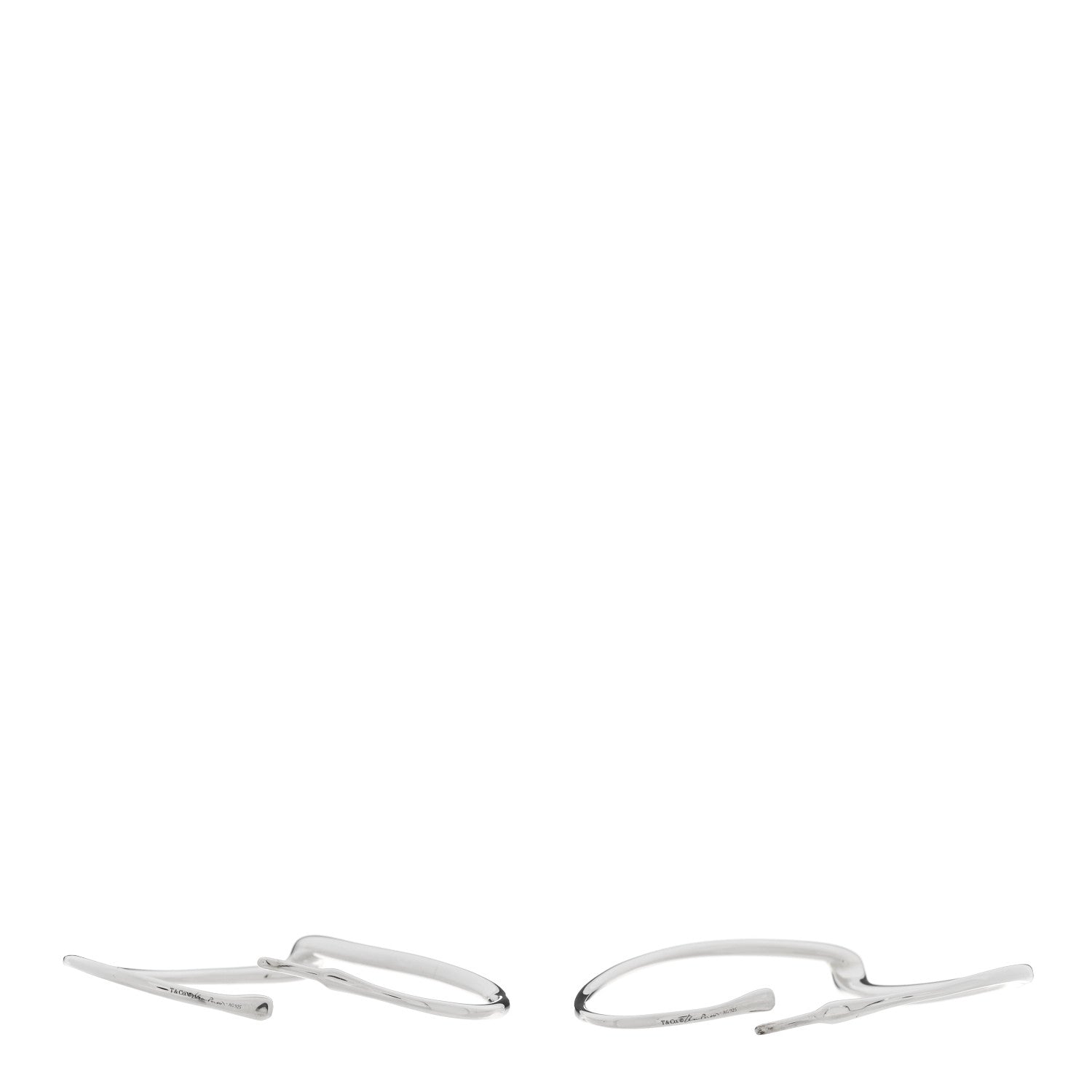 Tiffany Sterling Silver Elsa Peretti Open Heart Hoop Earrings 3 of 4