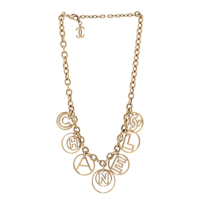 Chanel Metal Hoop Cuba Logo Necklace Gold 3 of 4