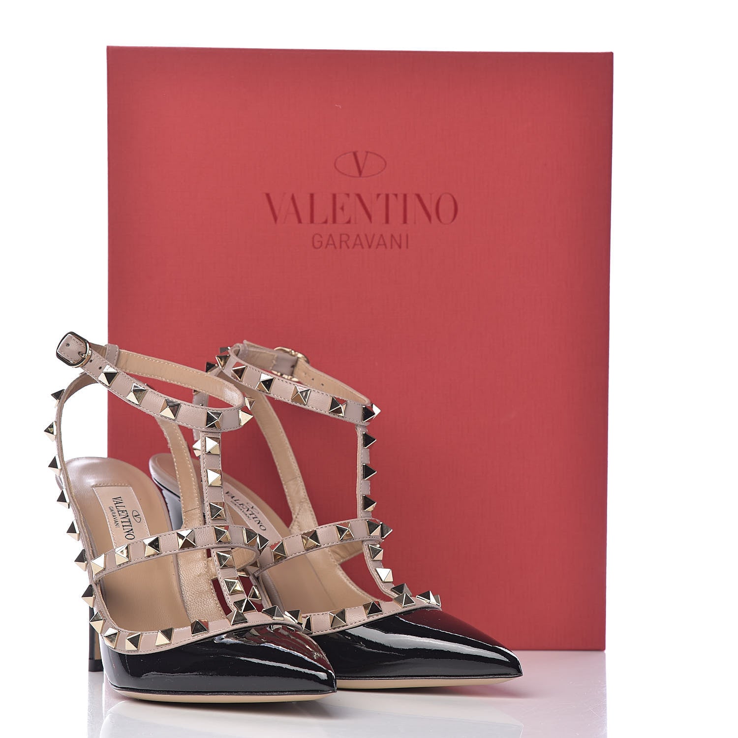 Valentino Garavani Patent Nappa Rockstud Ankle Strap 100mm Pumps 35.5 Black Poudre 10 of 10