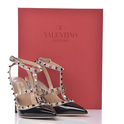 Valentino Garavani Patent Nappa Rockstud Ankle Strap 100mm Pumps 35.5 Black Poudre 10 of 10