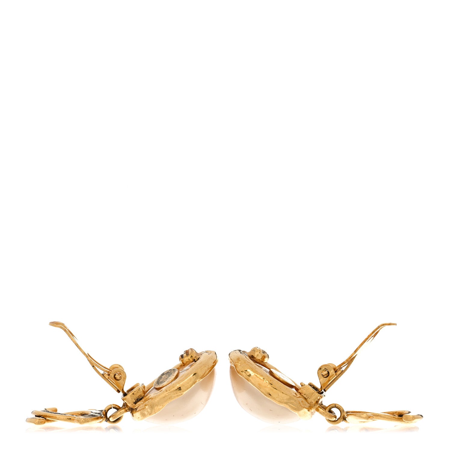 Chanel Pearl CC Dangle Clip On Earrings Gold 3 of 4