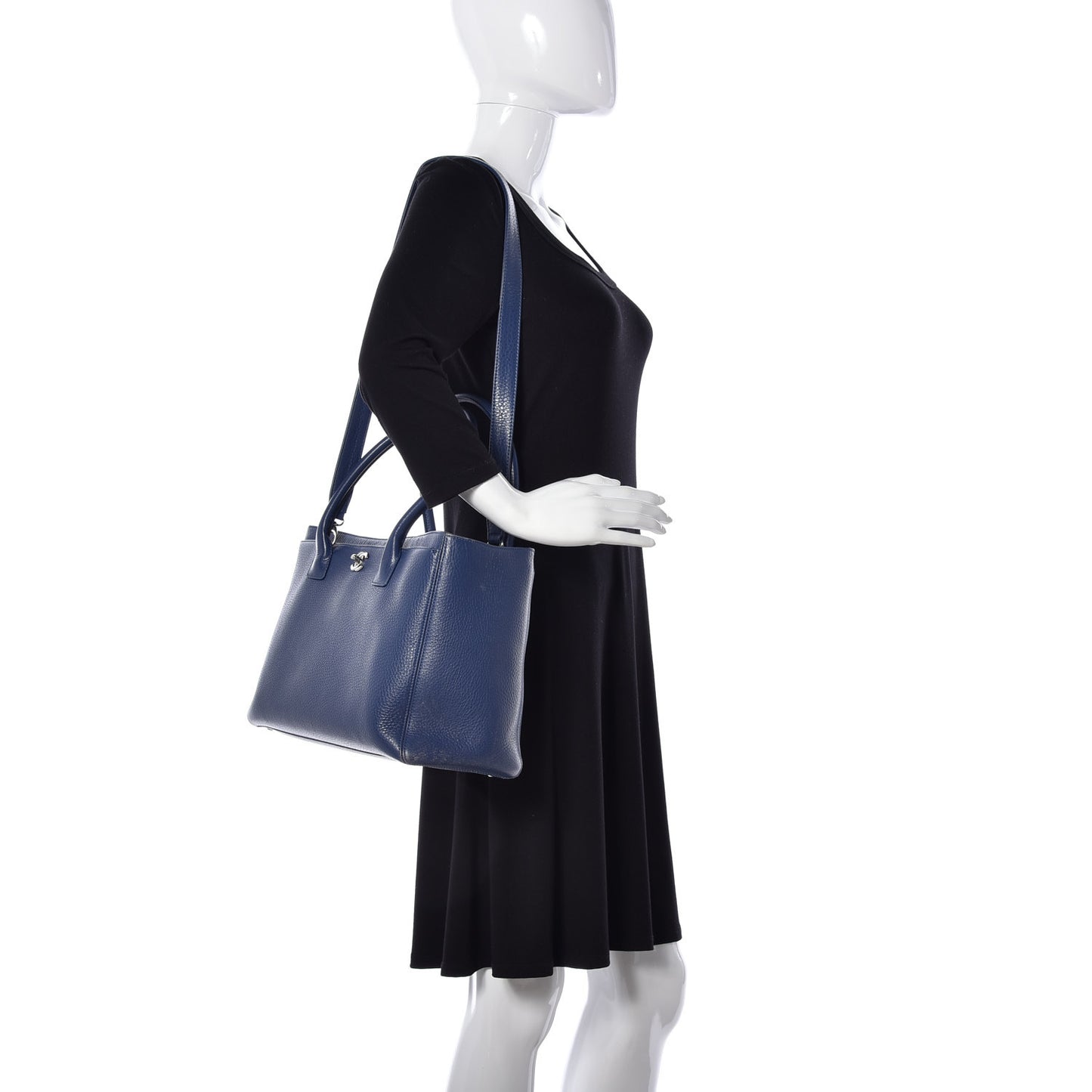 Calfskin Cerf Executive Shopper Tote Blue