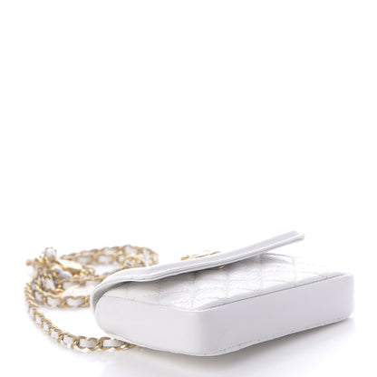 Chanel Shiny Aged Calfskin Quilted Waist Belt Bag White 4 of 13