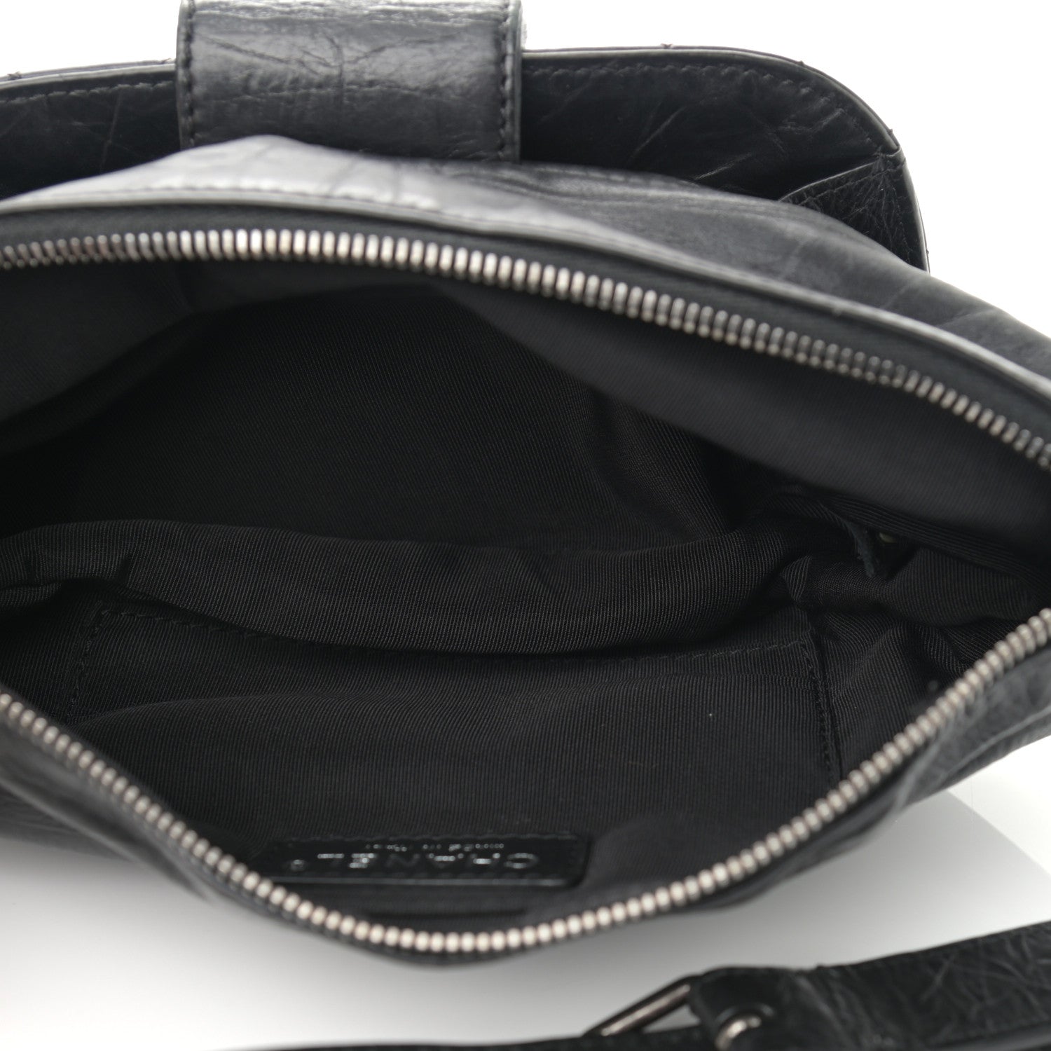 Chanel Crumpled Calfskin Quilted Casual Rock Waist Bag Fanny Pack Black 5 of 10