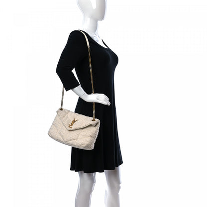 Saint Laurent Boucle Tweed Quilted Small Loulou Puffer Monogram Chain Satchel Crema Soft 2 of 10