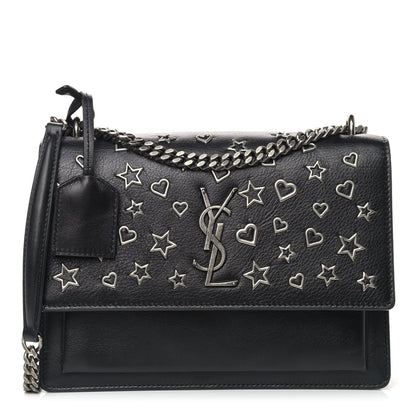 Saint Laurent Calfskin Stars and Hearts Medium Monogram Sunset Black 1 of 10