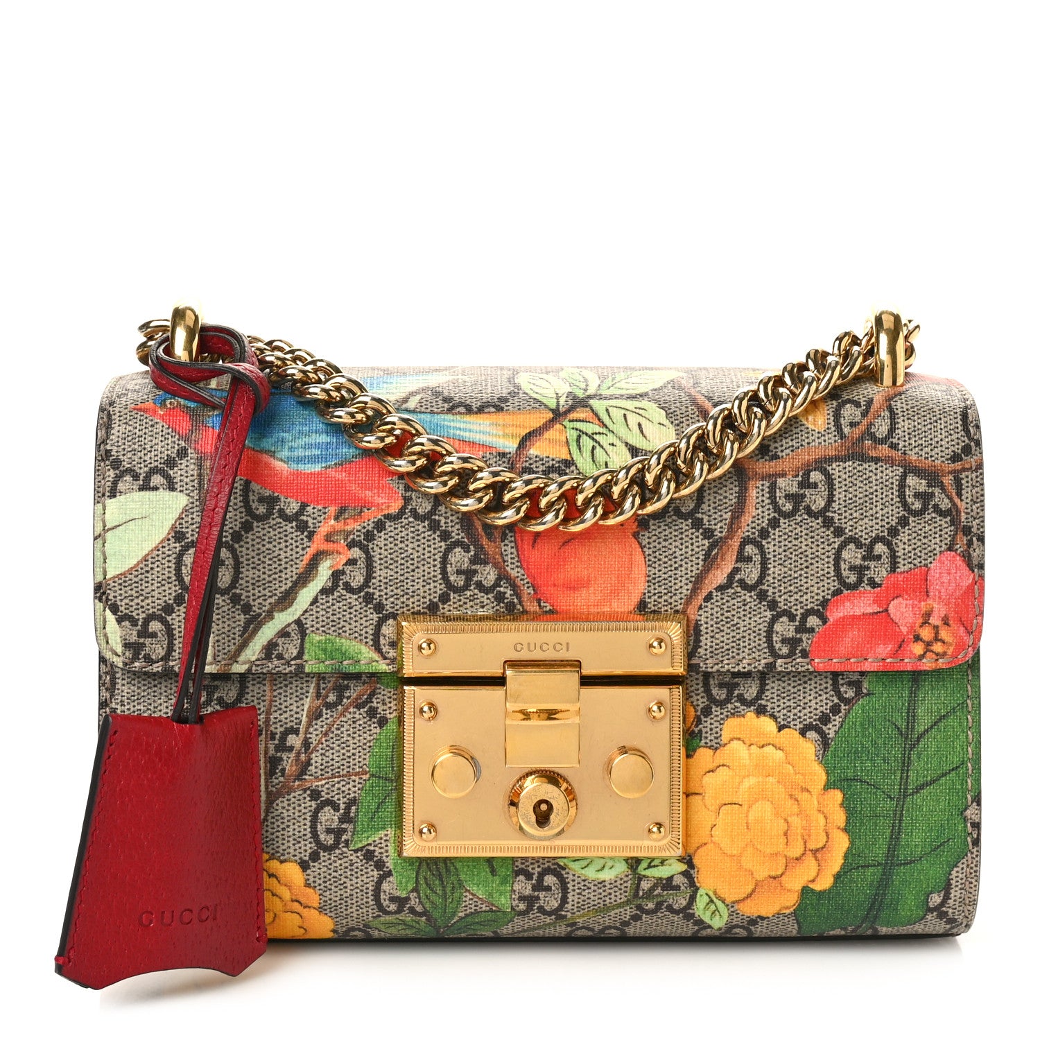 Gucci GG Supreme Monogram Tian Small Padlock Shoulder Bag Beige Multicolor New Acero 1 of 9