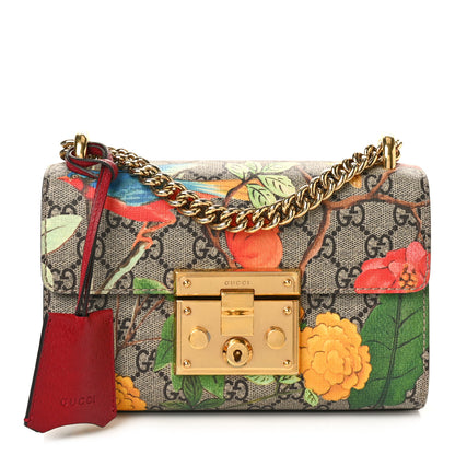 Gucci GG Supreme Monogram Tian Small Padlock Shoulder Bag Beige Multicolor New Acero 1 of 9