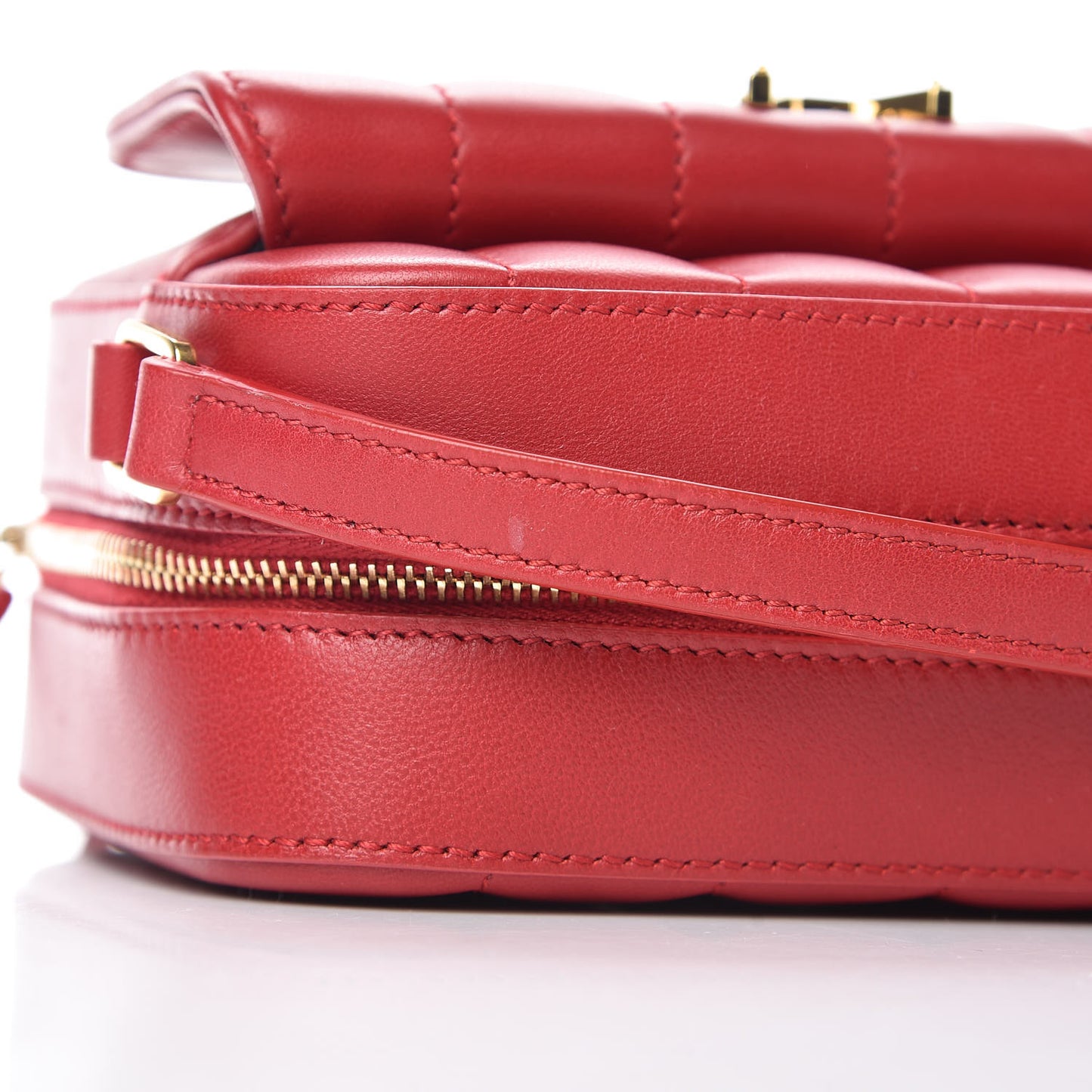 Lambskin Matelasse Monogram Mini Vicky Camera Bag Rouge