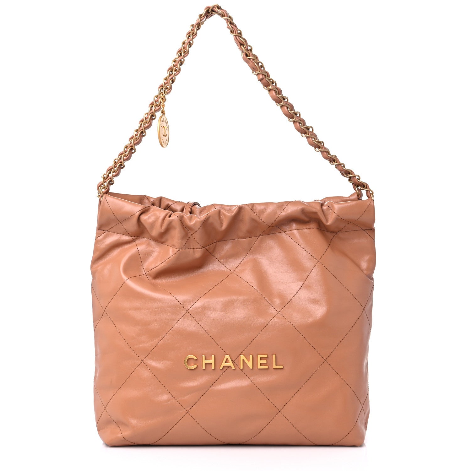 Chanel Shiny Calfskin Quilted Small Chanel 22 Camel 3 of 10