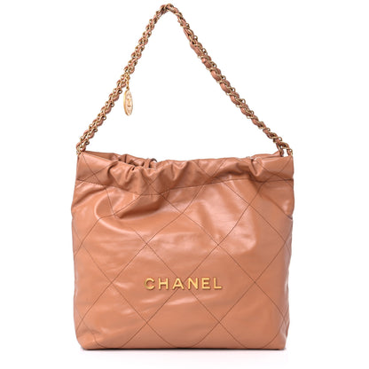 Chanel Shiny Calfskin Quilted Small Chanel 22 Camel 3 of 10